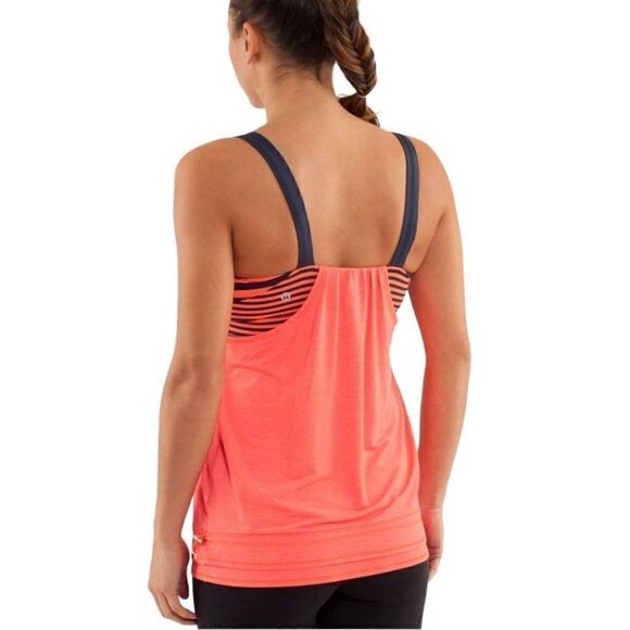 Lululemon run back on track tank top light flare/ inkwell stripe size 10 - Picture 2 of 16